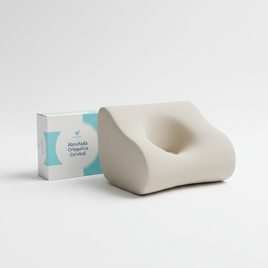 Foto hiper-realista de produto para Shopify, fotografia real de estúdio, 1:1, proporções reais, iluminação suave, sombras naturais de contato, textura e cores reais, sem render ou IA. Rótulo/embalagem profissional coerente com o produto, tipografia legível. Fundo neutro limpo, produto centralizado, alta resolução.
Almofada Ortopédica Cervical