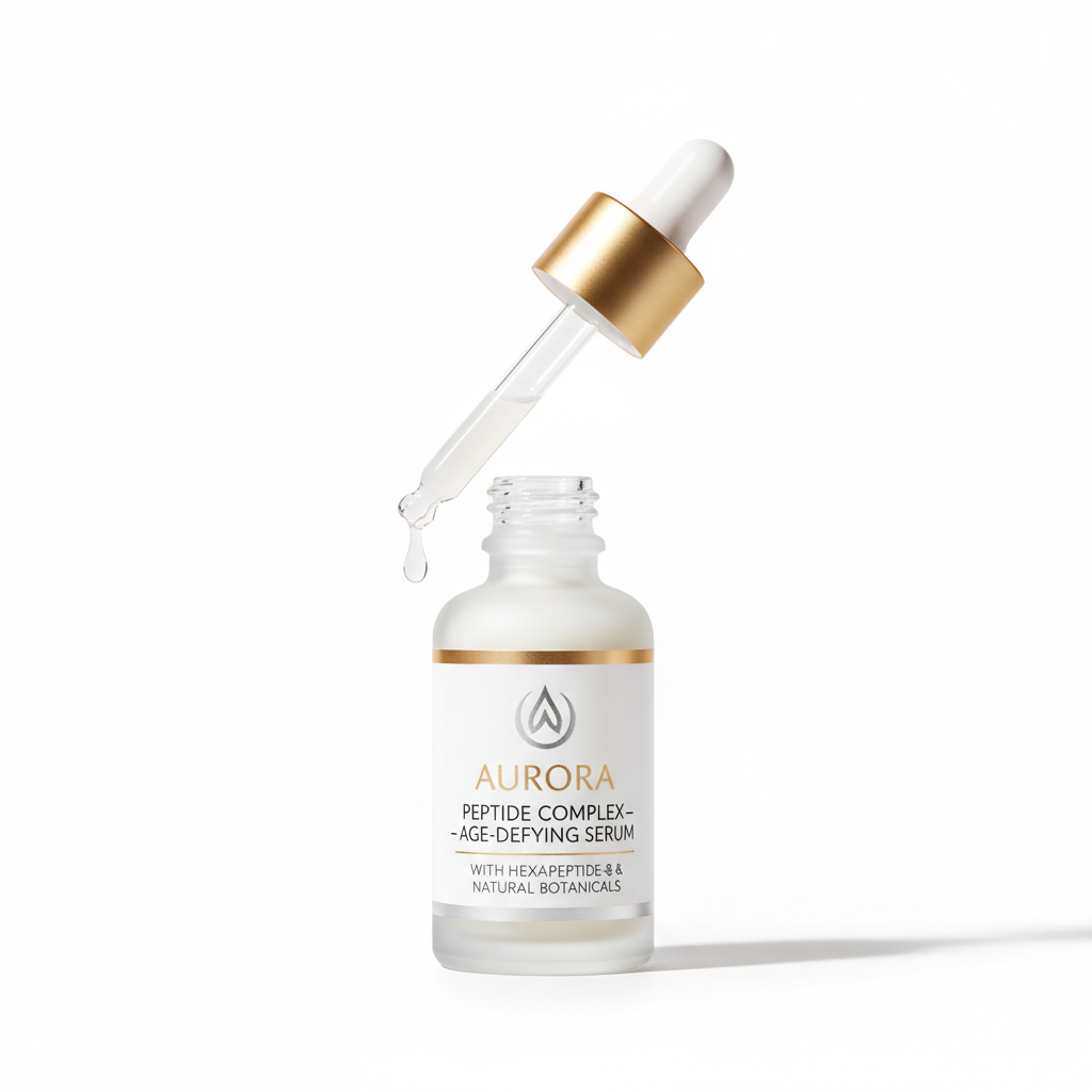 Foto hiper-realista de produto para Shopify, fotografia real de estúdio, 1:1, proporções reais, iluminação suave, sombras naturais de contato, textura e cores reais, sem render ou IA. Rótulo profissional coerente com a marca, tipografia legível. Fundo neutro limpo, produto centralizado, alta resolução.
Sérum Facial com Peptídeos